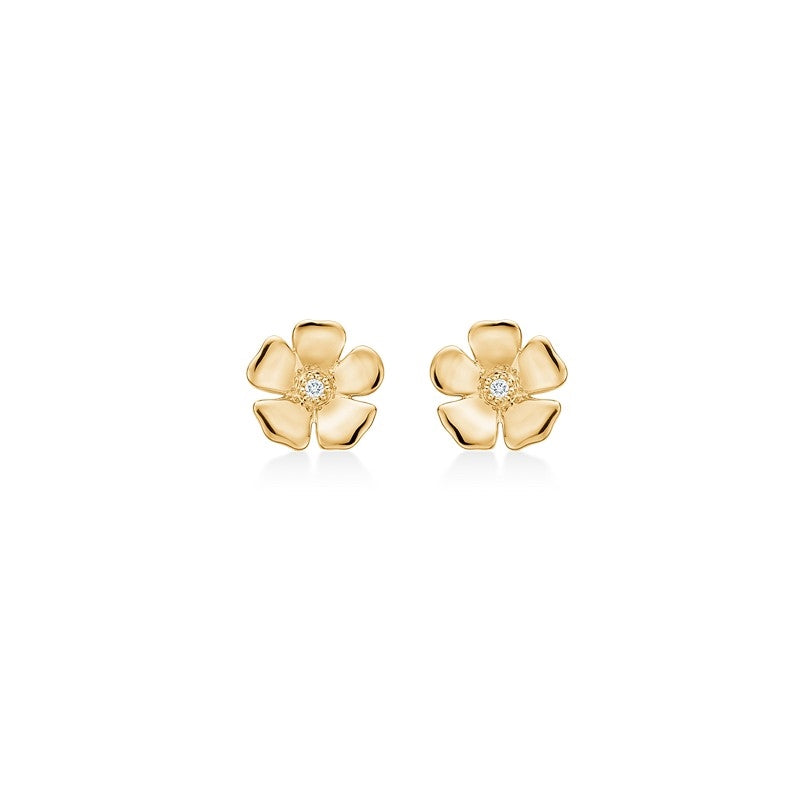 Fleur øreringe i 14 kt guld med diamanter 0,08 ct – Mads Z